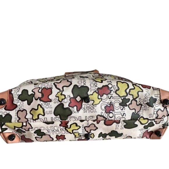 Womens Multicolor Print Tote Bag with Tan Leather Handles & Accents - Picture 6 of 16